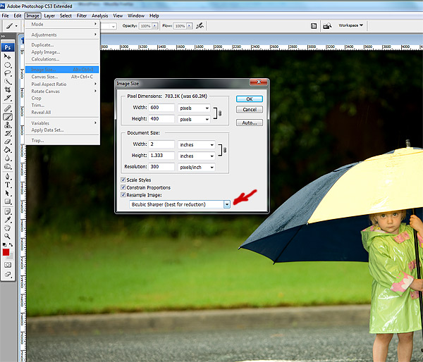Resize image in Photoshop
