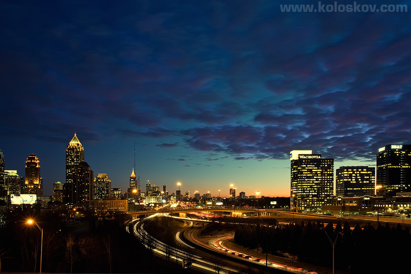 atlanta-downtown-sunset Night Atlanta, GA stock images