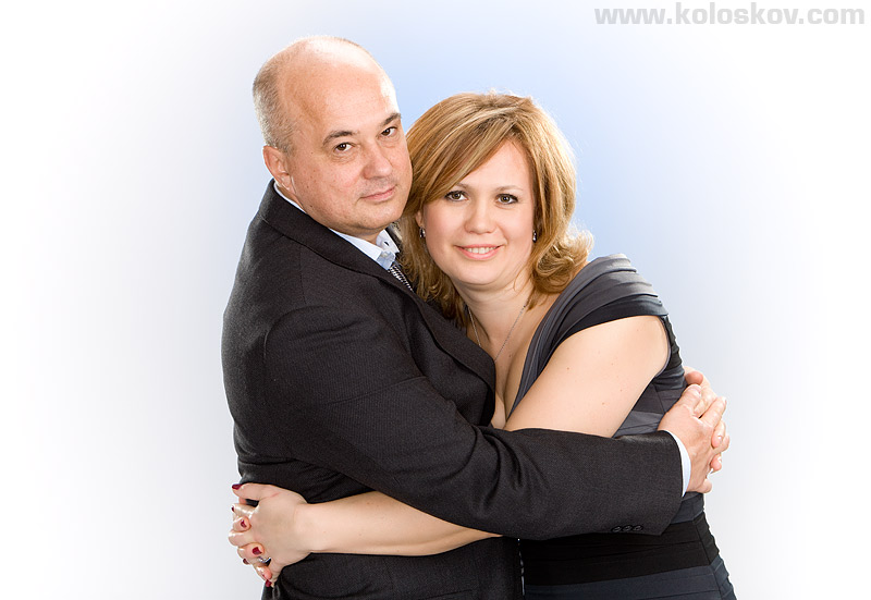 Happy couple studio portrait